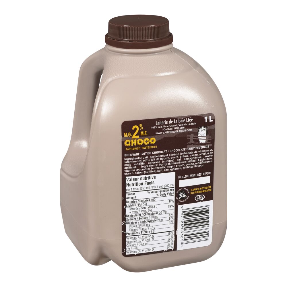 Laiterie de La Baie Chocolate Dairy Beverage 2% M.F. 1L