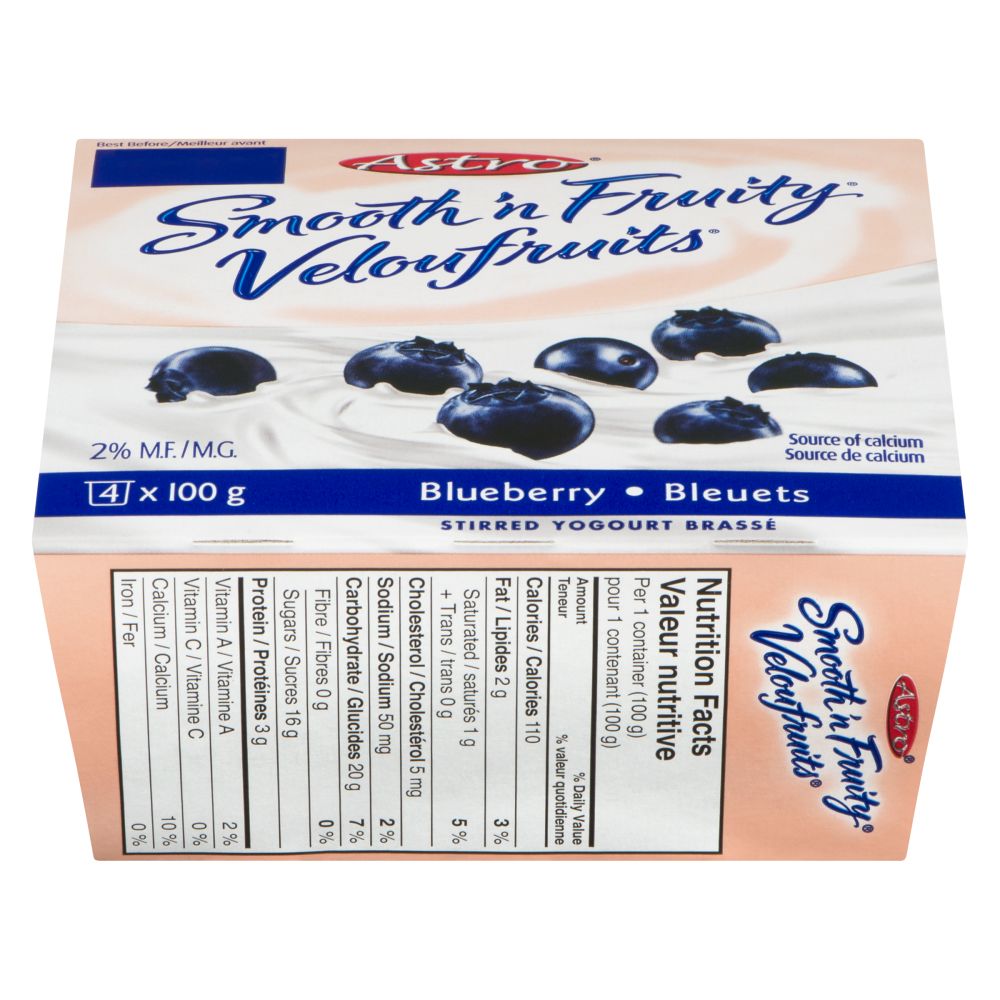 Astro Blueberry Stirred Yogourt 1% M.F. 4x100g