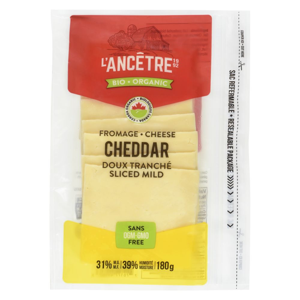 L'Ancêtre Organic Sliced Mild Cheddar 180g