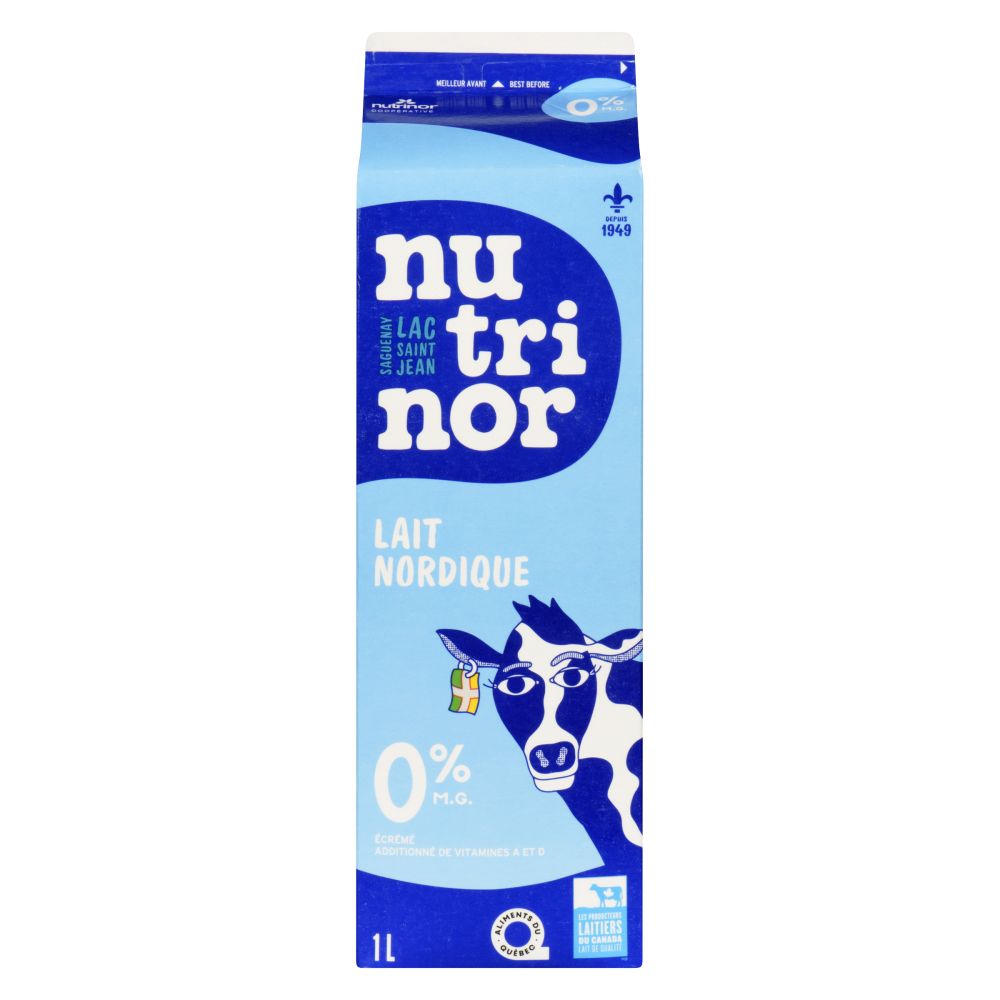 Nutrinor Lait nordique écrémé sans lactose 0% M.G. 1L