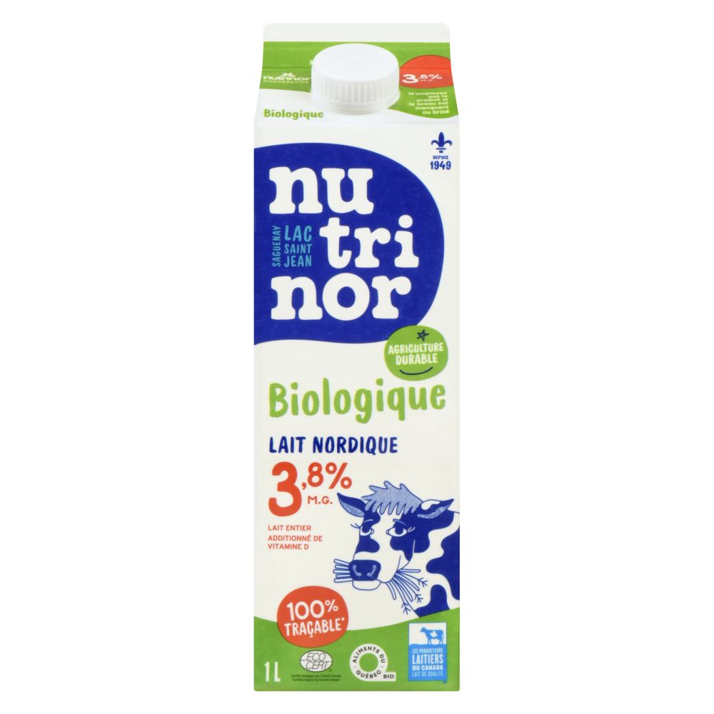 Nutrinor Lait nordique entier biologique 3.8% M.G. 1L