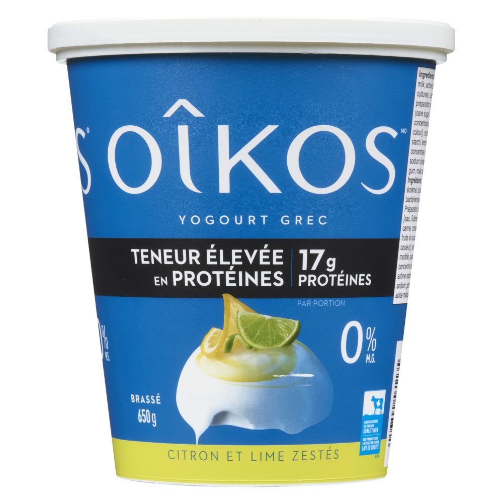 Oîkos Yogourt grec citron et lime zestés 0% M.G. 650g