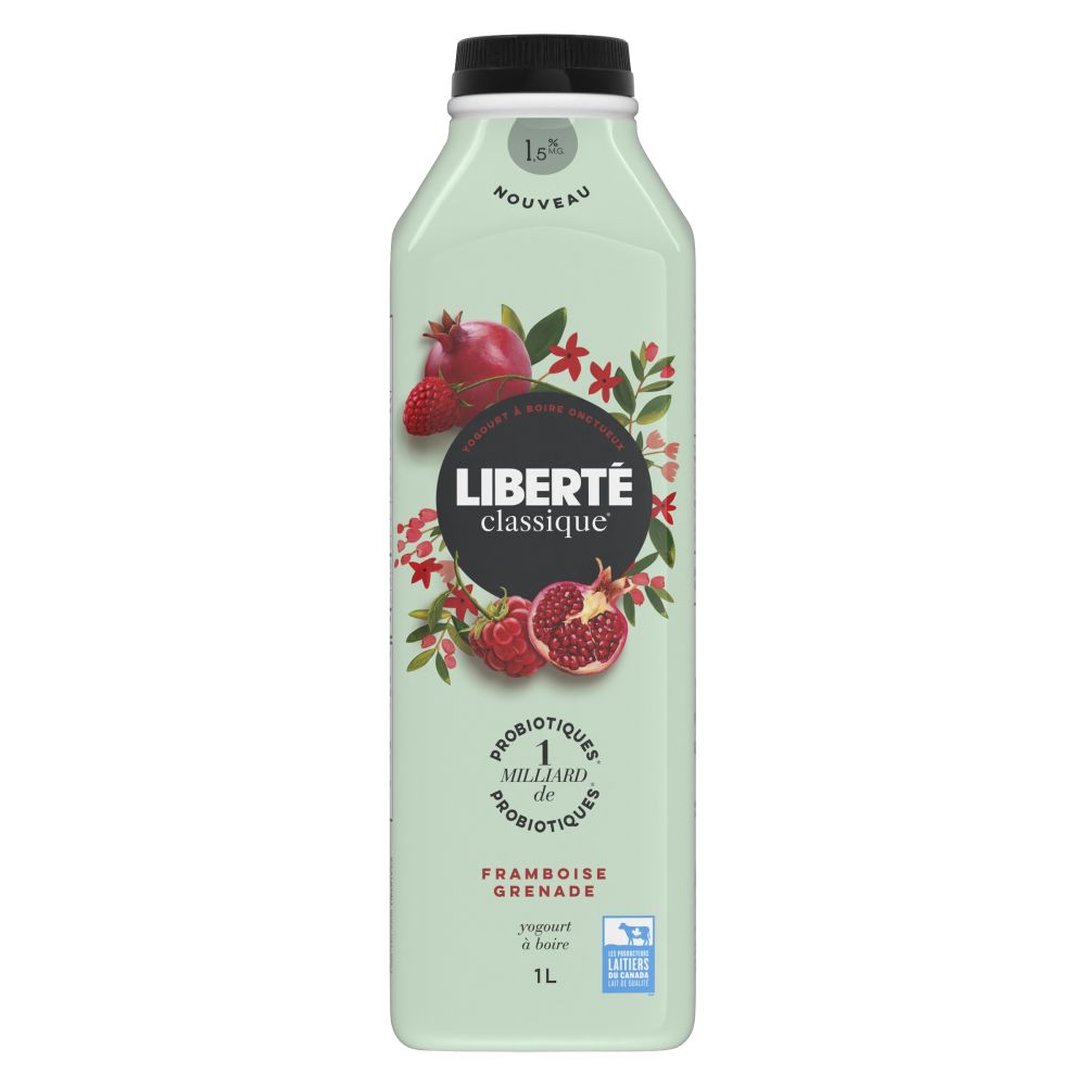 Liberté Yogourt probiotique à boire framboise grenade 1.5% M.G. 1L