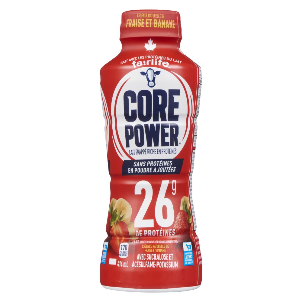 Core Power Lait frappé fraise et banane 1% M.G. 414ml