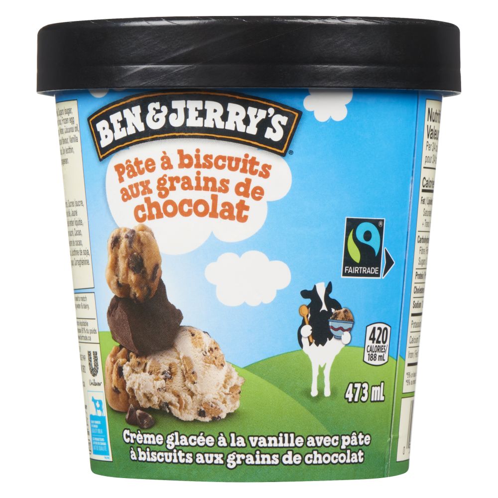 Ben & Jerry's Crème glacée pâte à biscuits aux grains de chocolat 473ml