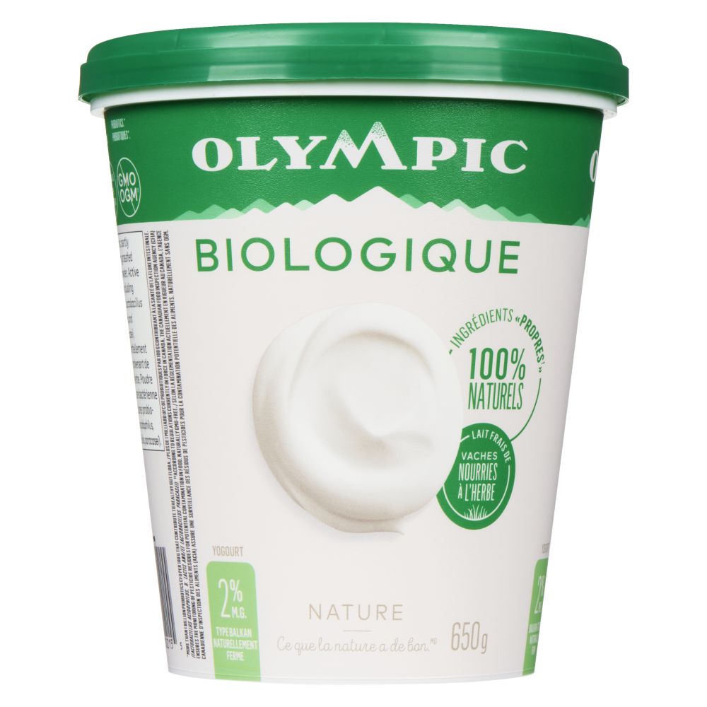 Olympic Yogourt biologique nature de type balkan 2% M.G. 650g