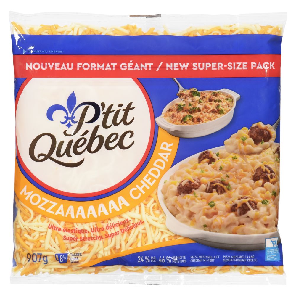 P'tit Québec Shredded Mozzaaaaaaa Cheddar 907g