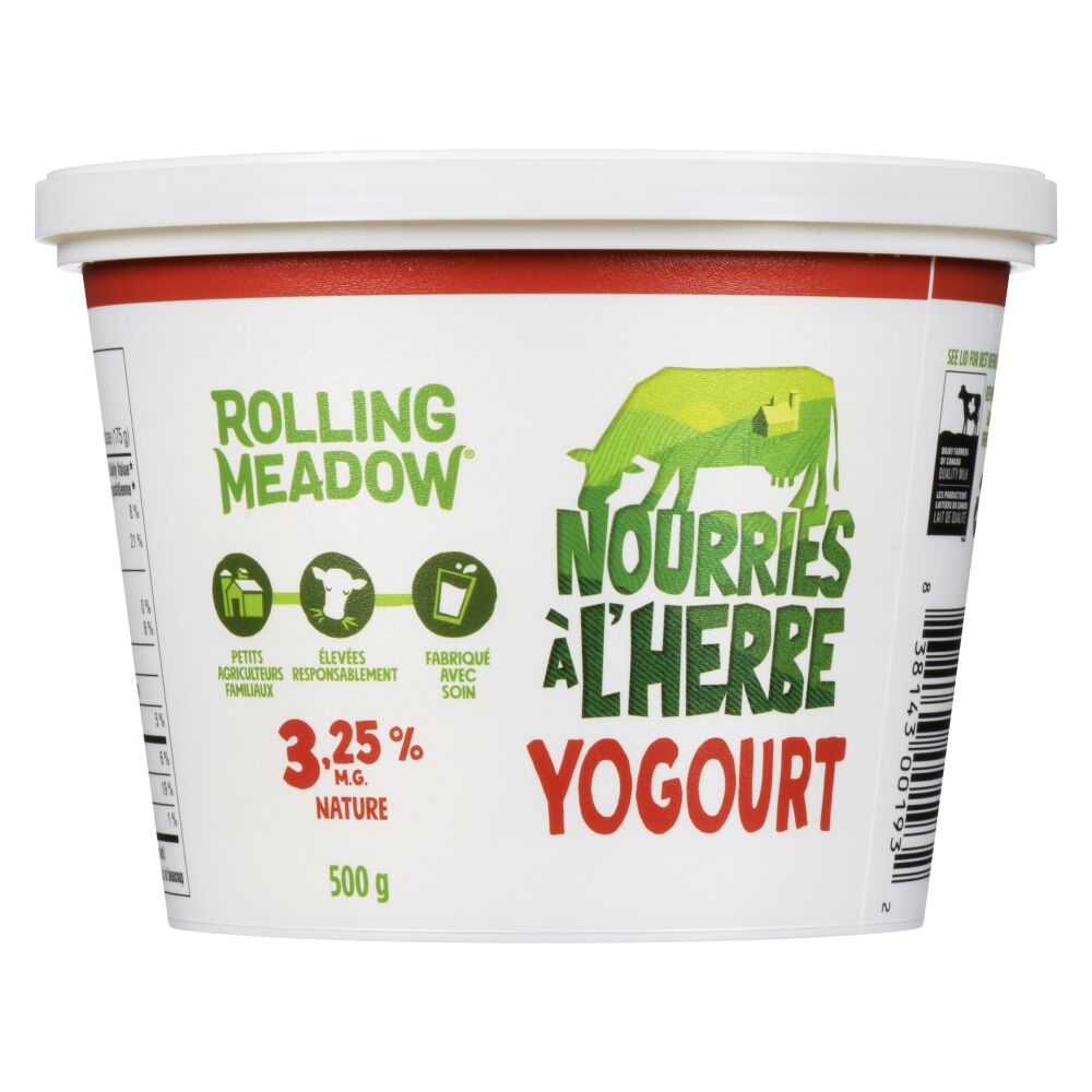 Rolling Meadow Yogourt nature nourries à l'herbe 3.25% M.G. 500g