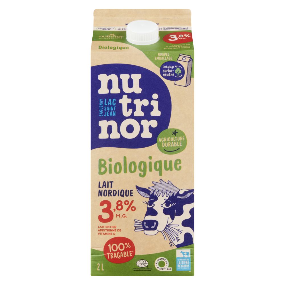 Nutrinor Lait nordique entier biologique 3.8% M.G. 2L