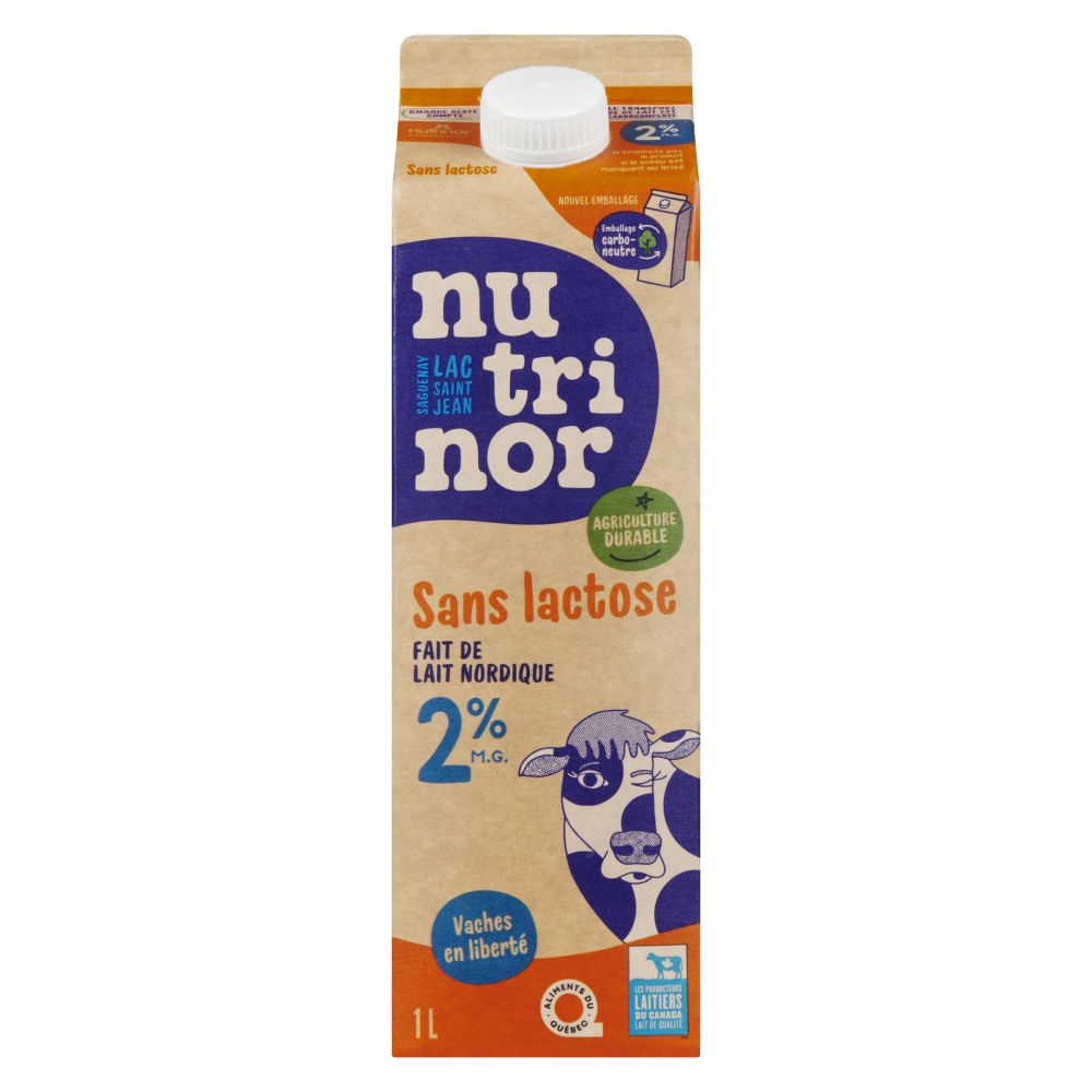 Nutrinor Lait nordique partiellement écrémé sans lactose 2% M.G. 1L