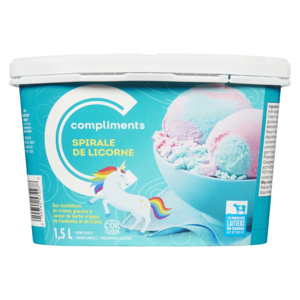 Compliments Crème glacée spirale de licorne 1.5L