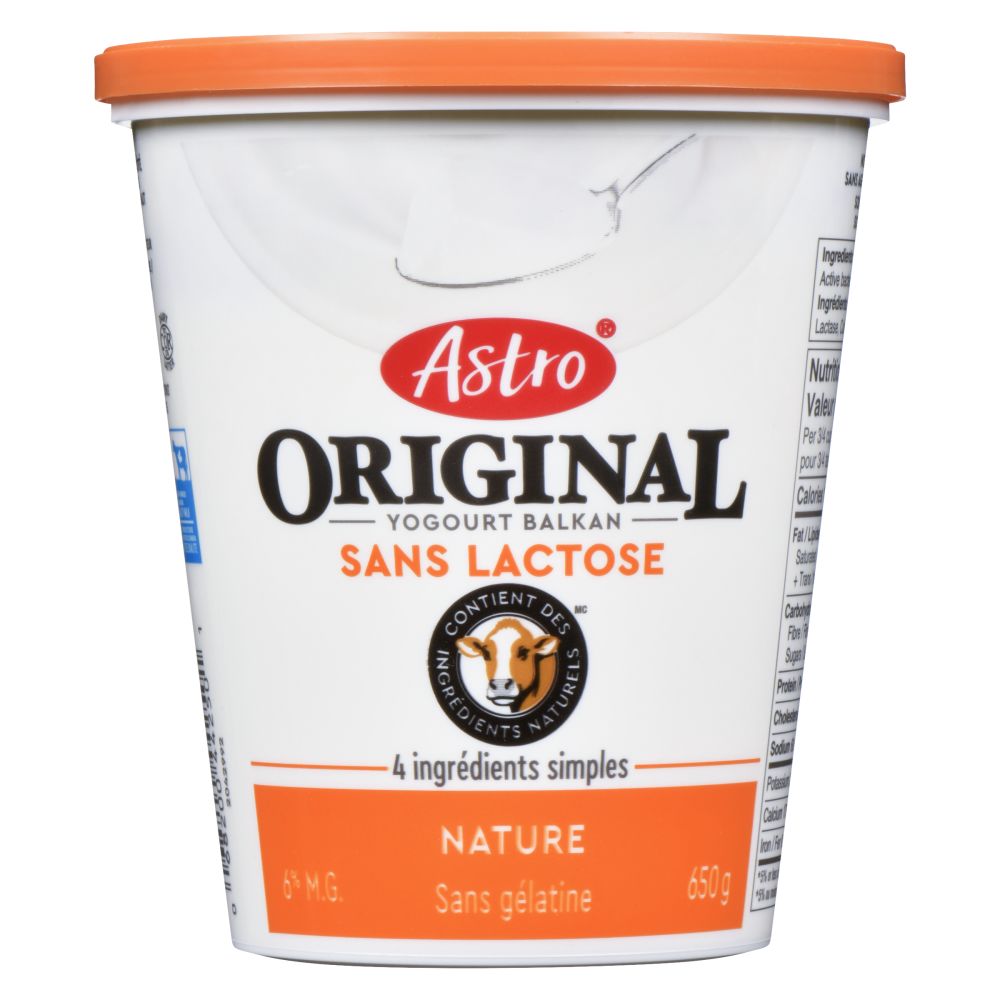 Astro Yogourt balkan nature sans lactose 6% M.G. 650g