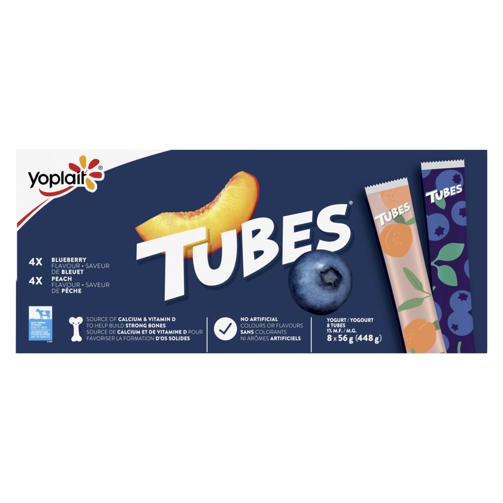 Tubes Blueberry, Peach Drinkable Yogurt 1% M.F. 8x56g