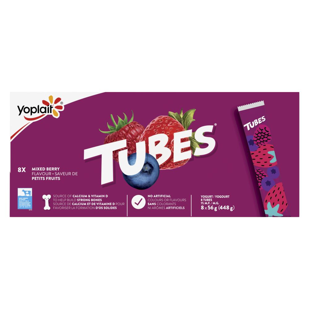 Tubes Mixed Berry Drinkable Yogurt 1% M.F. 8x56g